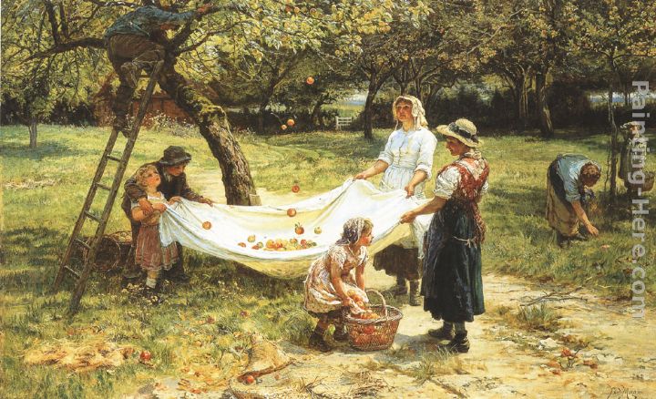 An Apple-gathering painting - Frederick Morgan An Apple-gathering art painting